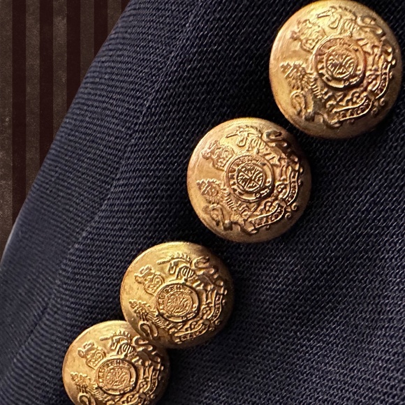 LAUREN - RALPH LAUREN Navy Blue, 3 Button, Crested Blazer, 12P, 100% PURE WOOL - Picture 5 of 16